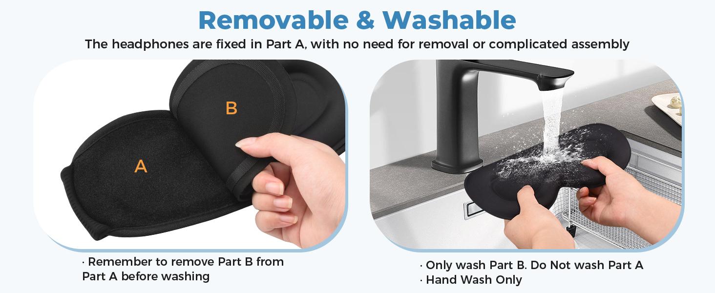 3D Contoured Sleep Mask with Bluetooth Headphones, Eye Mask for Sleep, Sleeping Headphones for Side Sleepers with Ultra-Thin Stereo Speakers for Men, Women, Tech Gifts - Black