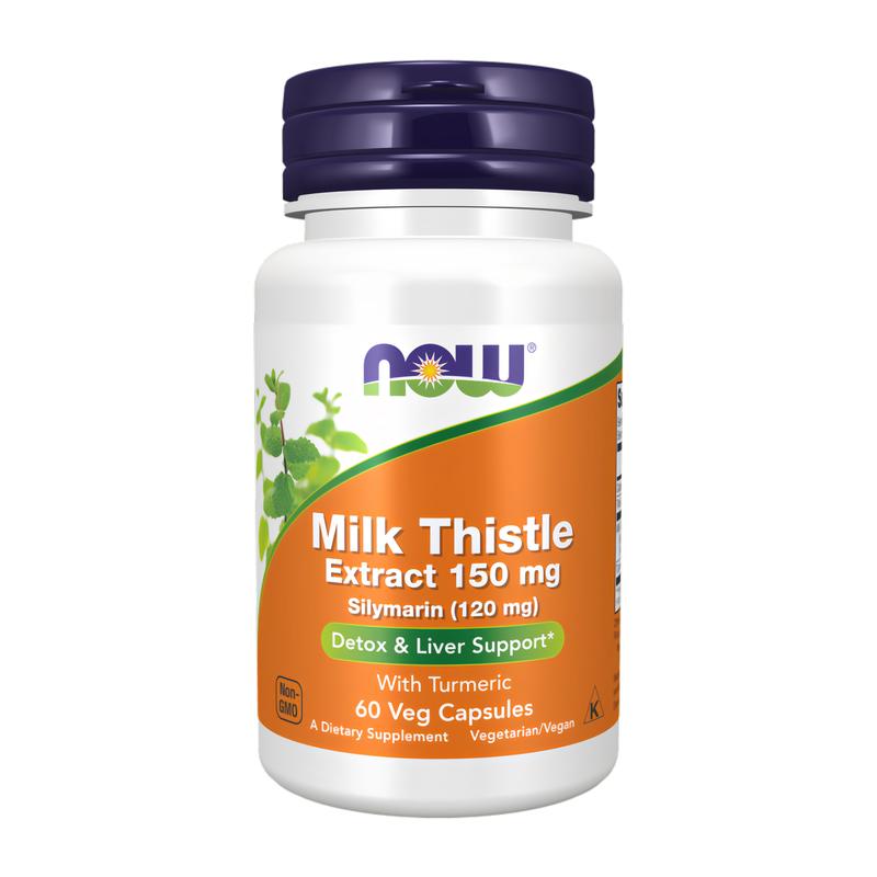 NOW Foods Supplements, Silymarin Milk Thistle Extract 150 mg with Turmeric, Supports Liver Function, 60 Veg Capsules