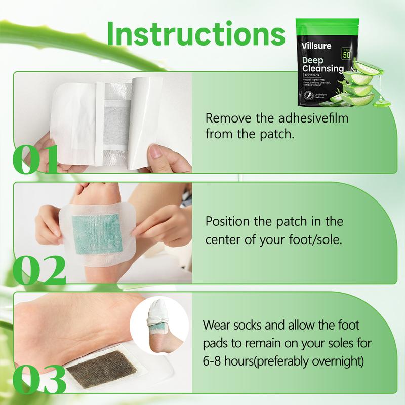 Deep Cleansing Foot Pads Foot Care With 50 Patches,Natural Aloes,Sea salt,Tourmaline,Herbal Foot Detox Patches For Foot Care,Adhesive Sheets, lmprove Sleep Quality,Relieve Fatigue and Exhaustion,Cleanse the Body & Mind,Improve Sleep Detoxpads