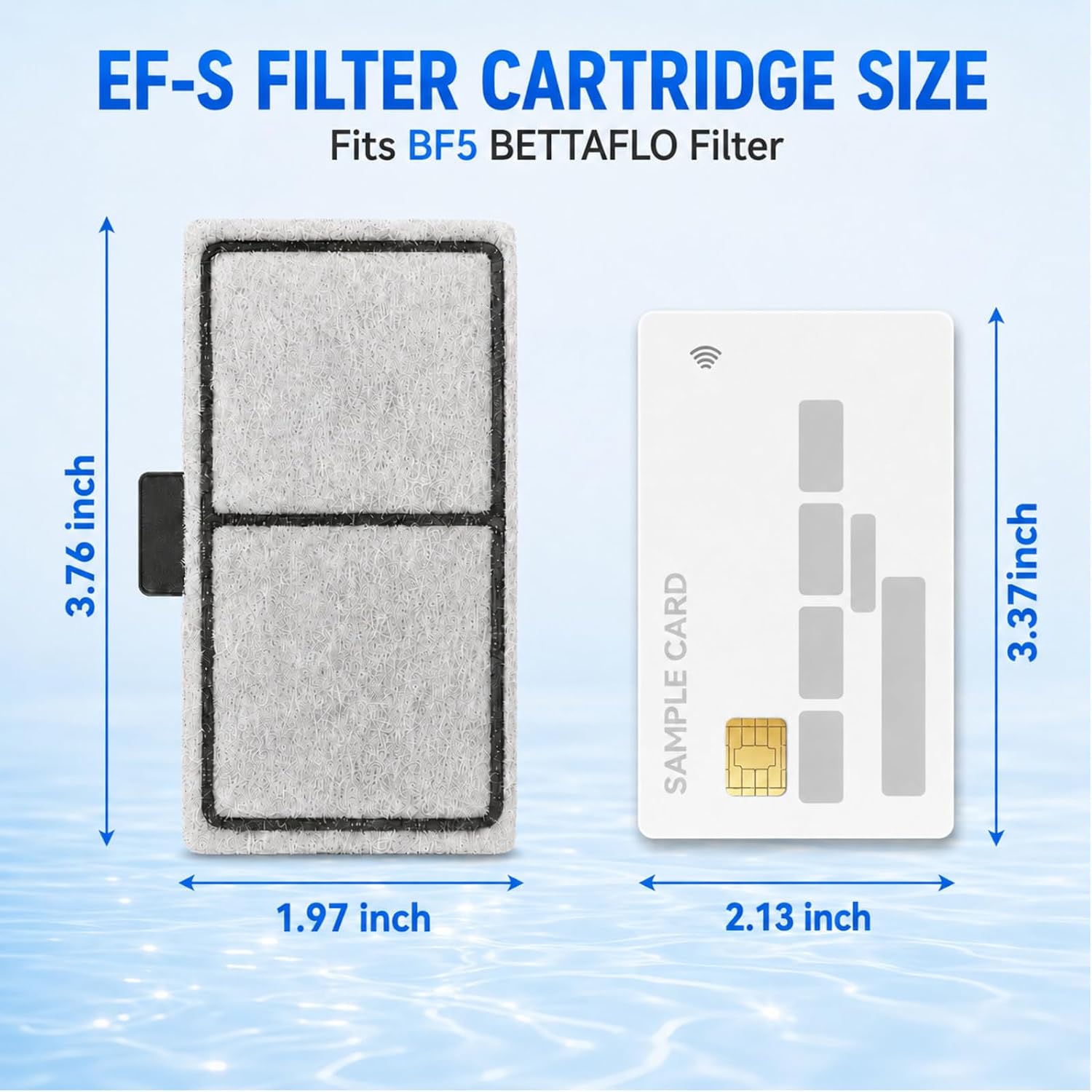 6 count EF-S Filter , Compatible EF-S /BF5 BETTAFLO, 3.76x1.97 inch | Actual size filter . Measure before buy. Not for  tanks. 6 pack for EF-S & BF5 BETTAFLO systems.