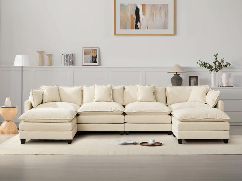 Modular Sectional Cloud Sofa Set,Chenille Sectional with pillows ,Convertible sofa for Living Room & Apartment