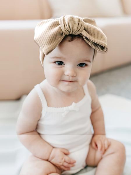 ​8 PCS Oversized Bow Headbands for Infants, Buttery Soft & Lightweight for Everyday Use, Gentle Stretch Ribbed Headwrap for Newborn Photography Props
