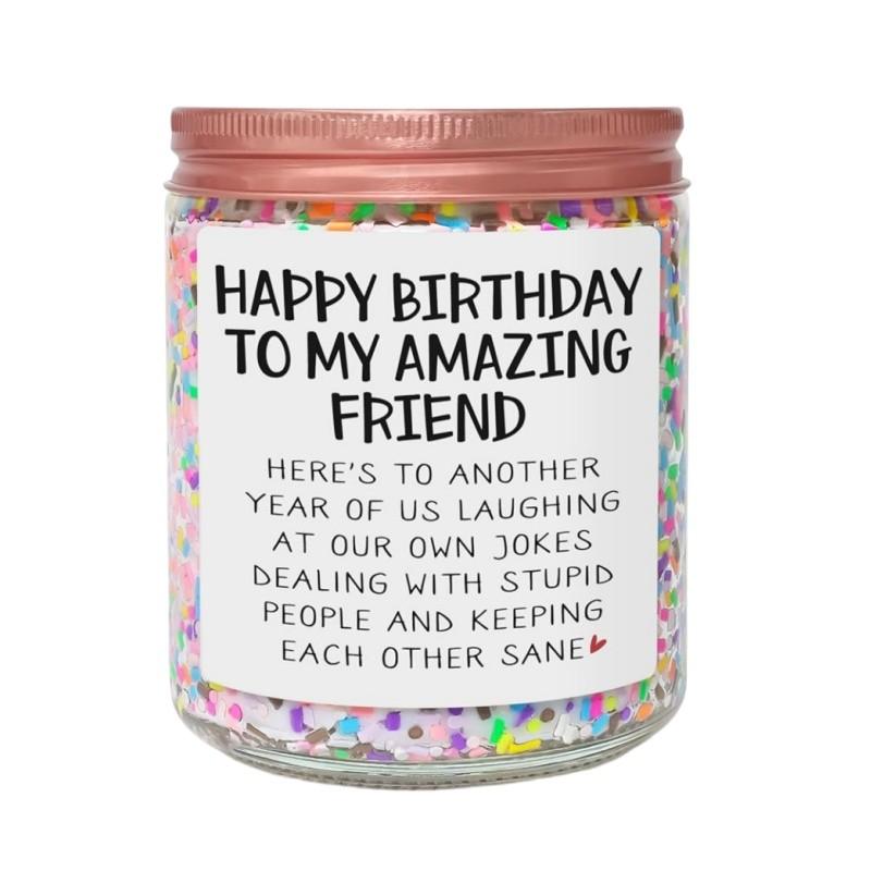 Best Friends Birthday Gifts for Women Friendship - Funny Sister Birthday Gifts for Friend Female BFF Bestie Gift for Women, Vanilla Cake Scented Bday Candles Happy Bday Decorations