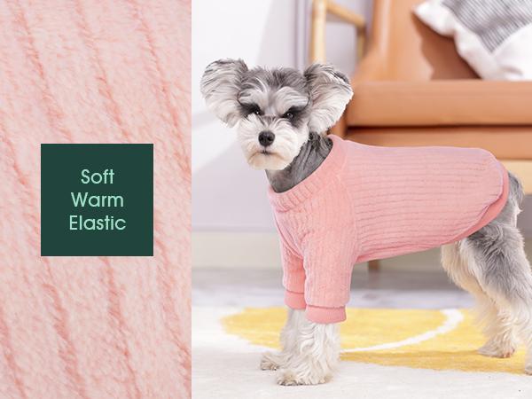 Kuoser Soft Warm Pup Dogs Shirt Winter Puppy Sweater for Dogs Stylish Fashionable Cozy Plush Pink Dog Sweatshirt for Bulldog Shiba Inu French Bulldog Warmth