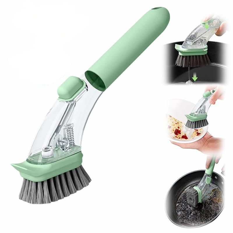 2-in-1 Long-Handled Wonder Pot Scrubber, Automatic Liquid-Dispensing Pot Scrubber for Lazy People, Cleaning Brush, Multi-Functional Pot Scrubber