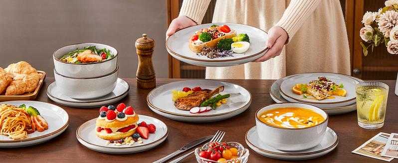 vancasso Loire 16/18-Piece Stoneware Dinner Set for 4/6 People, Dinnerware Sets with Plates and Bowls, Scratch Resistant Dinner Service Set for Family or Restaurants, Dishwasher and Microwave Safe Kitchen Home Tableware Ceramics vancasso Loire 16/18-Piece Stoneware Dinner Set for 4/6 People, Dinnerware Sets with Plates and Bowls, Scratch Resistant Dinner Service Set for Family or Restaurants, Dishwasher and Microwave Safe Kitchen Home Tableware Ceramics