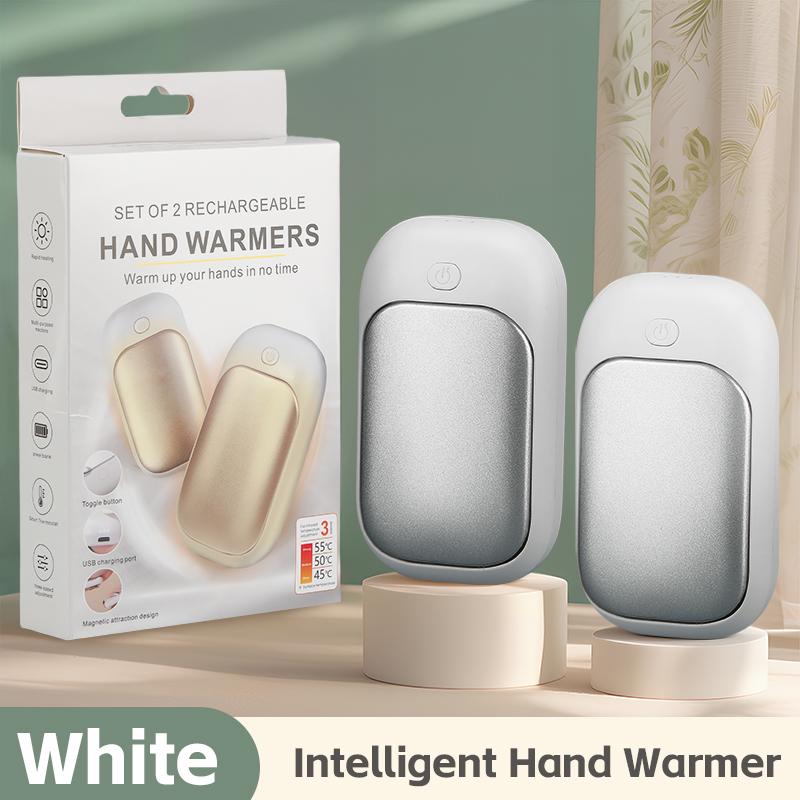 Magnetic Electric Hand Warmer, USB Rechargeable 2 Piece Set, Three Heat Settings, Fast Infrared Heating, Safe Smart Chip, Portable Gift
