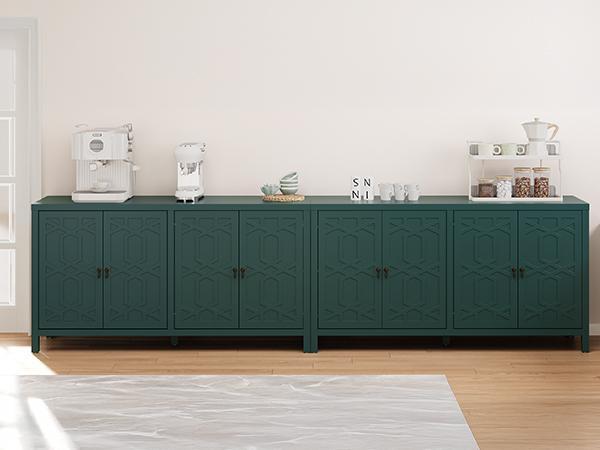 RoyalCraft Sideboard Buffet Cabinet with Storage, 60'' Mid Century Modern Storage Cabinet with 4 Doors and Adjustable Shelves, Accent Cabinet for Entryway, Dining Room, Living Room, Bedroom, Black