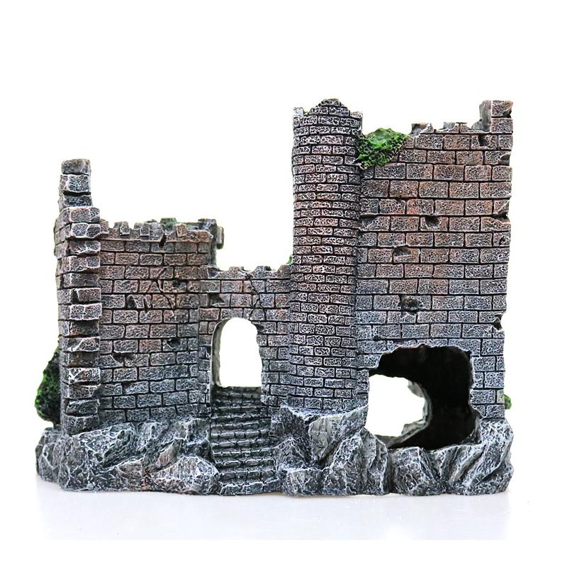 Aquarium Decoration Fish Tank Landscaping Ornament Fish Hideout Resin Craft Building Castle Small Castle Pyramid