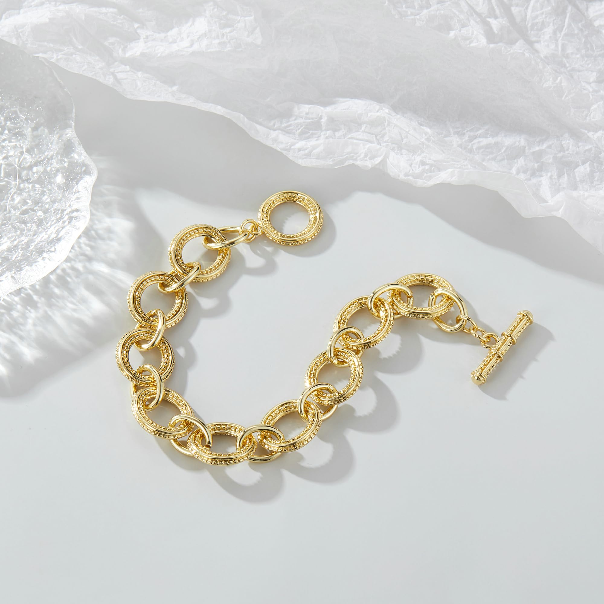 Aprilery 3 PCS Trendy Twisted Cable Cuff Bracelet Stack for Women | Adjustable Elastic Wire Cuff & Bangle Set Jewelry Gift