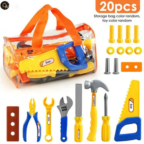 Realistic Kids Toolbox Playset with Carrying Bag, Complete Little Builder Construction Kit, Interactive Early Learning Toy for Hand-Eye Coordination, Best Birthday Gift for Toddlers