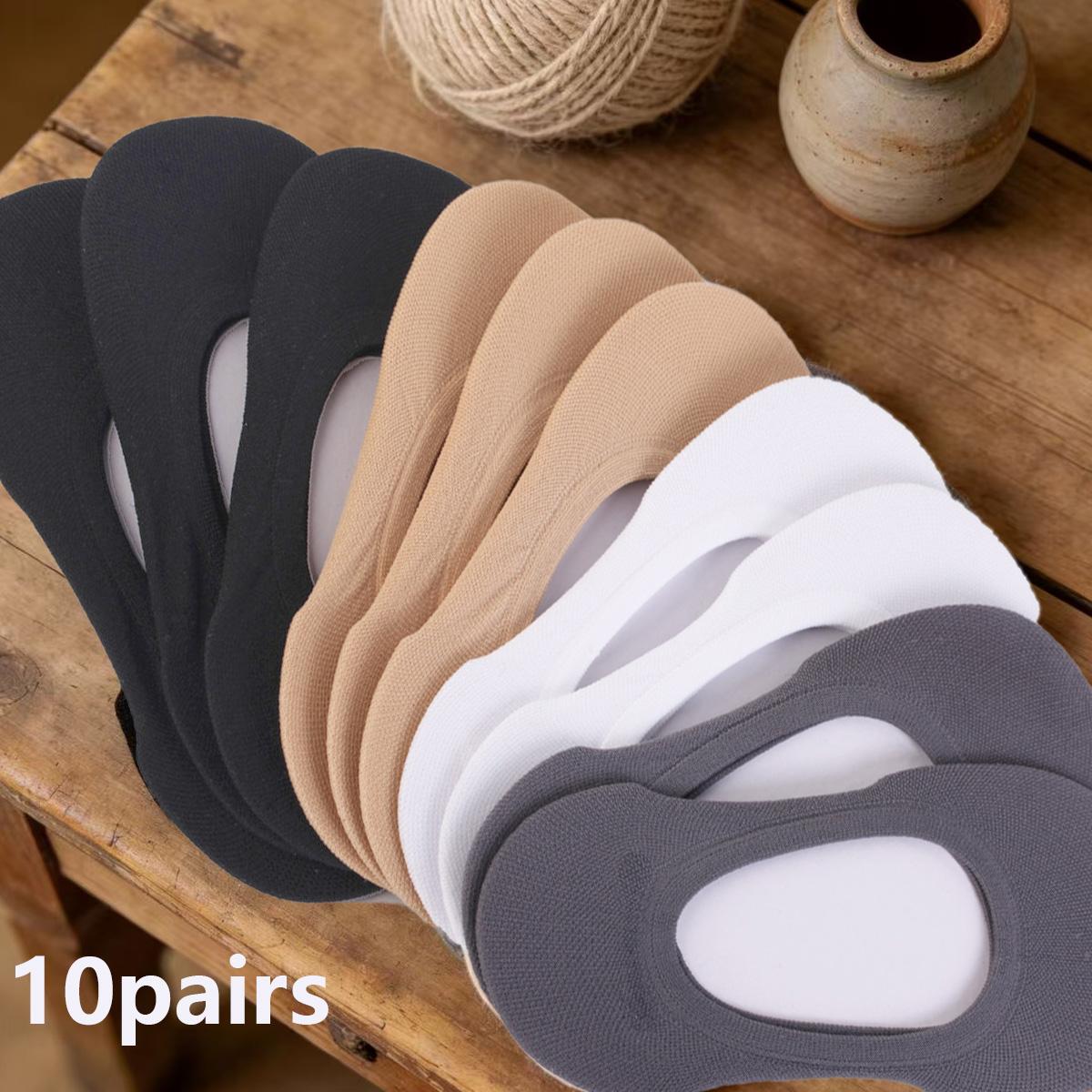 Women's Non-Toe-Exposed Flat Shoes Socks, 10 Pairs Anti-Slip Invisible Ultra-Low Cut Cushioned Socks for Loafers and Boat Shoes