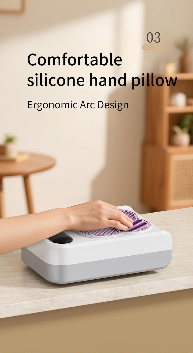 Marwell - Professional nail vacuum cleaner, electric nail dust collector with grinding drill bit, UV lamp, adjustable speed. Suitable for home use and professional nail salons.