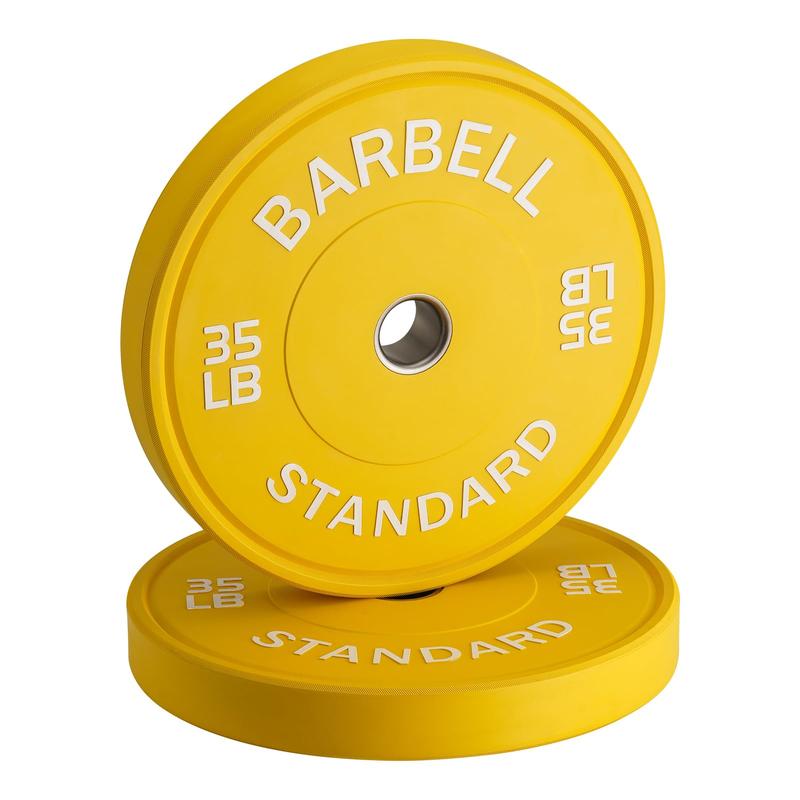 Olympic Weight Plate, Bumper Plate Sets with Color Coded, Vigine Rubber Weights with Steel Hub, Strength Training Weight Lifting Plate Home Gym(35LB, Pair)