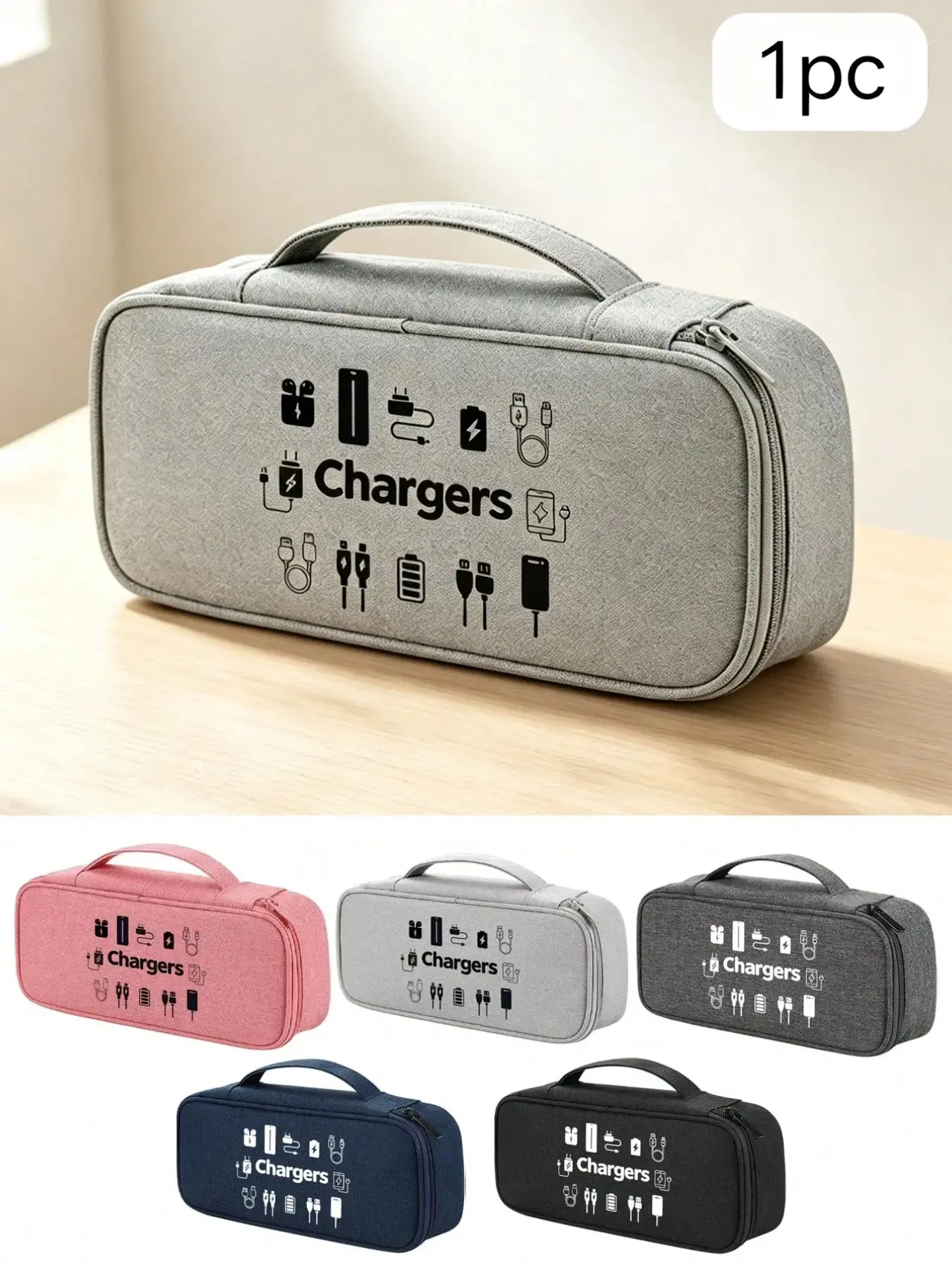 Electronic Accessories Travel Organizer Bag, Multi-Layer Digital Storage, Zipper Closure, Portable, for Chargers, HDD, Power Bank, Camera, Unisex