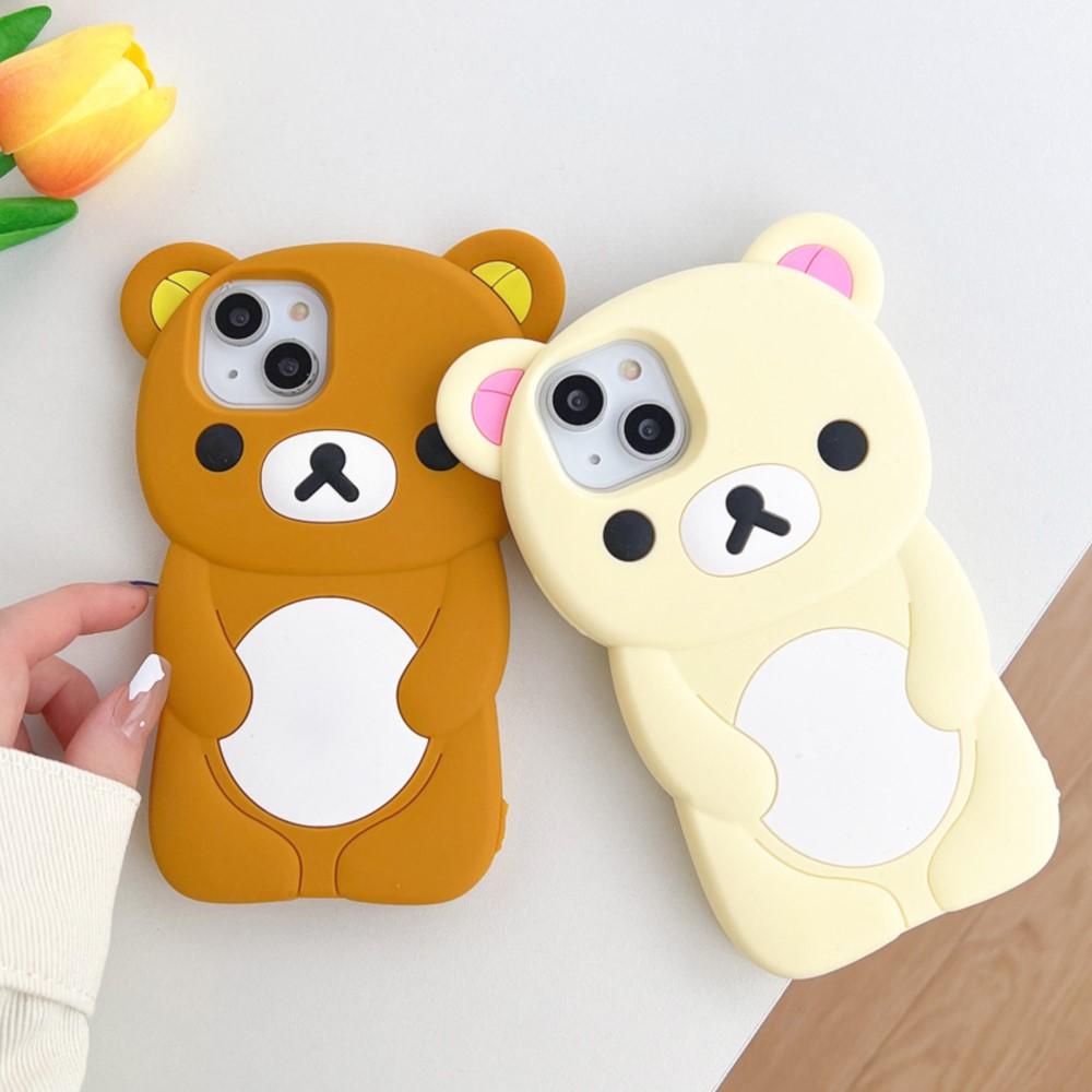 3D Rilakkuma Soft Silicone Protective Phone Case, Cute Cartoon Cover for iPhone 16/15/14/13/12/11 Pro, X, XS, XS Max, XR, 6/7/8 Plus, 4/4S, 5/5S and SE, Smartphone Casing