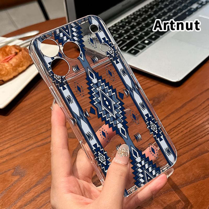 Phone Case for iPhone 17 Pro Max 16 Plus 15 14 13 12 11 XS XR E Aztec Blue Geometric Non-Yellowing Shockproof Clear slim Protective Softcase Phone Case for iPhone 17 Pro Max 16 Plus 15 14 13 12 11 XS XR E Aztec Blue Geometric Non-Yellowing Shockproof Clear slim Protective Softcase