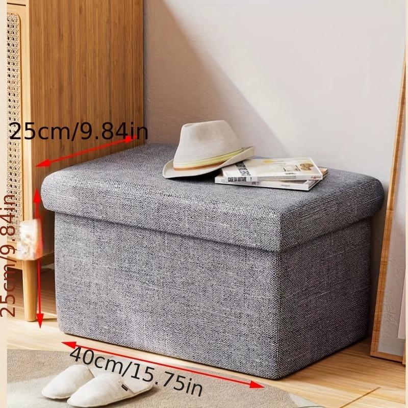 Portable Multi-Functional Foldable Rectangular Footstool, Folding Storage Ottoman, Storage Bench for Living Room, Bedroom, Hallway, Organize Space Efficiently