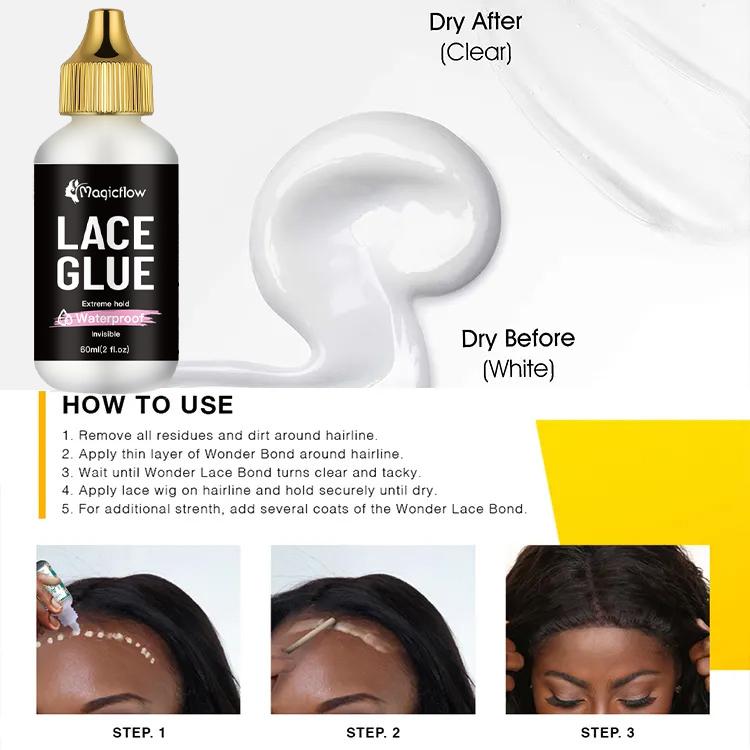 60ml/2fl.oz Waterproof Wig Lace Glue - Strong Hold, Invisible, Quick Dry & Easy Removal - No Odor Adhesive for All Wigs, Hair Lace Glue, for Human Hair Extensions