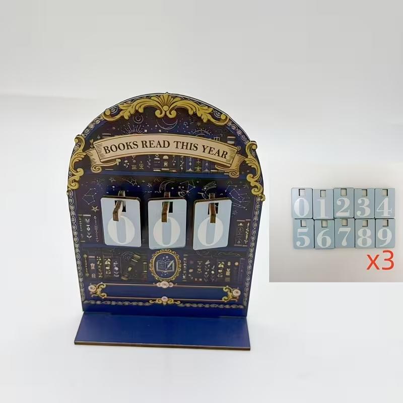 Wooden Vintage Book Reading Tracker, Track Up to 999 Books, DIY Text Base, Office Bookshelf Decor, Vintage Home Decor, Gift for Readers Teachers Writers, Ornaments