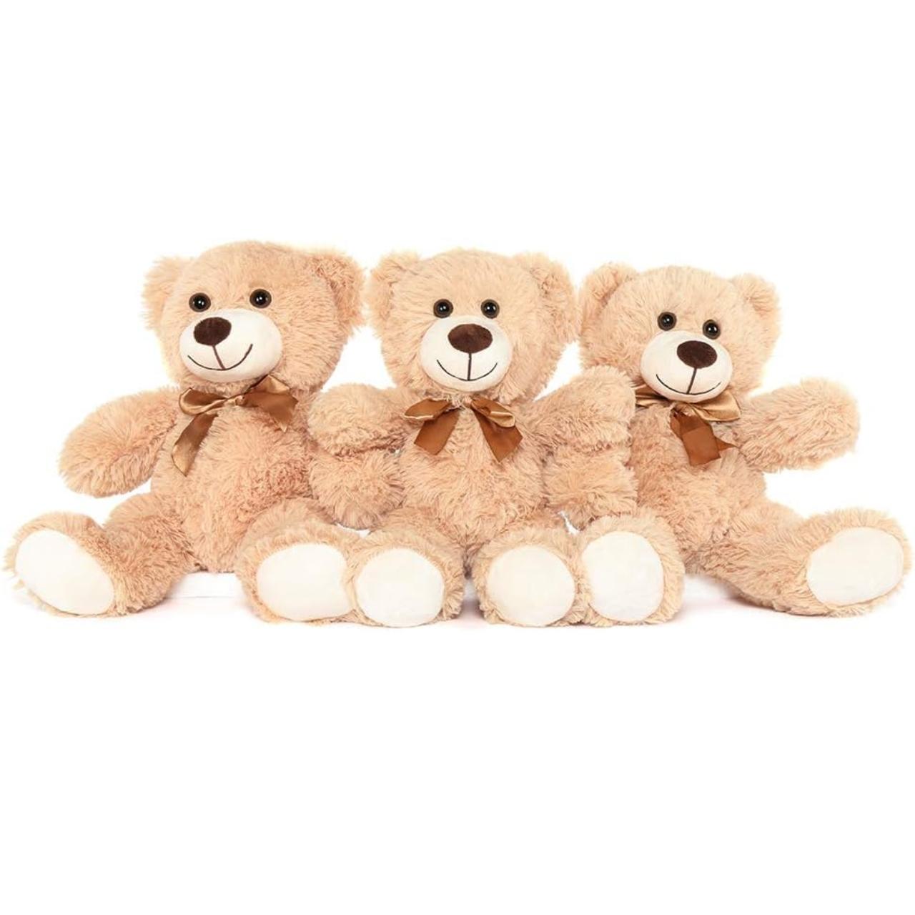 3 Pack Teddy Bears Bulk Teddy Bear Stuffed Animal Baby Shower Bear Plush Gifts for Christmas Valentine's Day Mother's Day for Kids Gift or Wedding Decorations, Teddybear