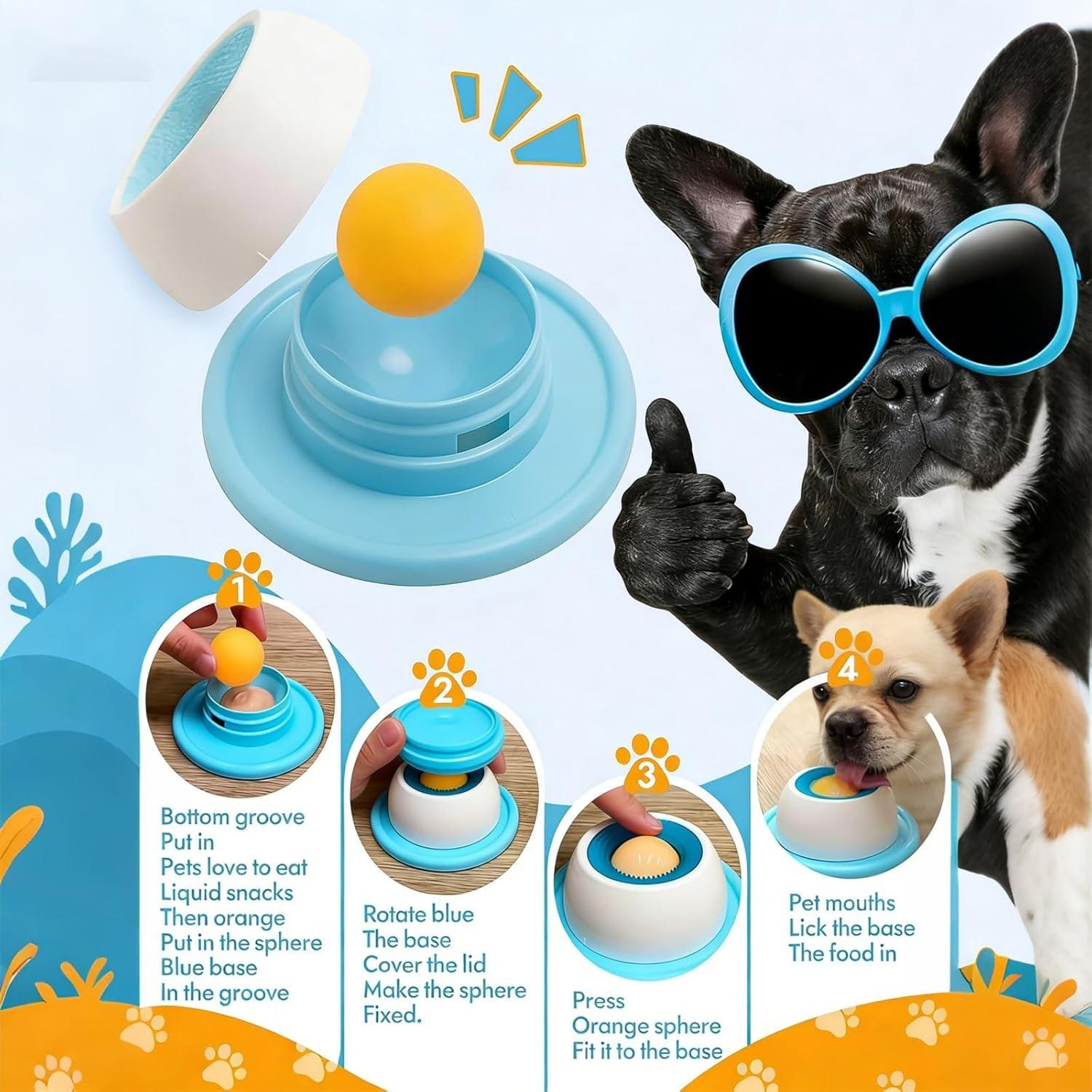 Dog Licking Bowl Slow Feeder Interactive Anti-Anxiety Snack Dispenser with Non-Slip Base for Puppies & Kittens Promotes Dental Health retractable leashes cat lover bag adjustable pet harness collar safety treat pouch two breakaway fordogs mini tracker