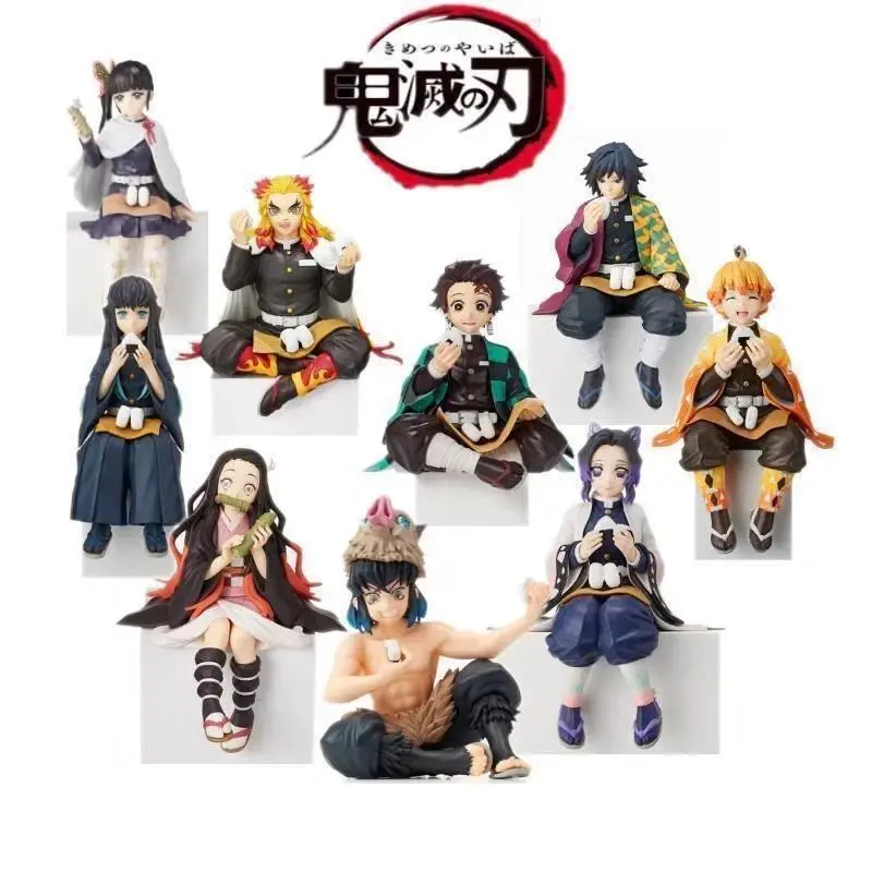 2026 Hot selling toys NEW Anime Demon Slayer Sit Eating High Quality Rice Figure All Style Tanjirou Nezuko Kyoujurou Tengen Tokitou Muichirou Figurine Internet-famous toy