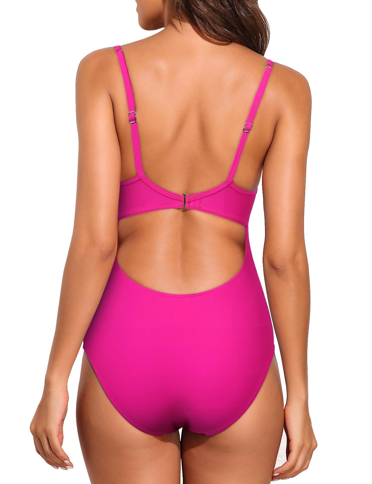 Hilor Women's Underwire One Piece Swimsuits with Crossover Cutout Bathing Suits Push Up Monokini Swimwear