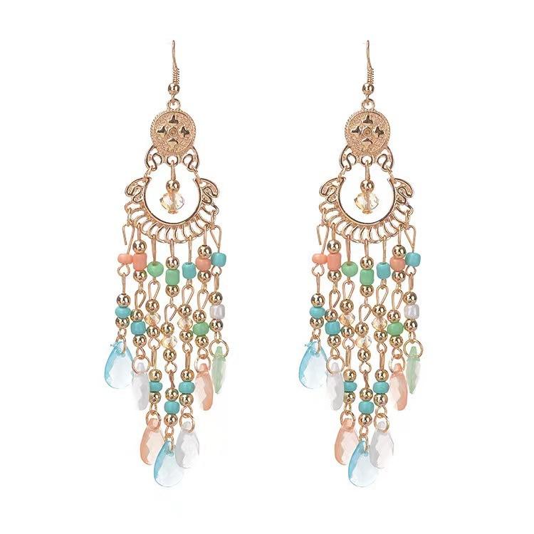 Ethnic Fringe Dangle Earrings Colorful Beaded Chandelier Style for Women’s Boho & Festival Fashion Turquoise & Gold Tone Drop Earrings for Beach Vacations & Festivals Long Fringe Drop Earrings for Bohemian Style, Parties & Vacation Wear campingessentials Ethnic Fringe Dangle Earrings Colorful Beaded Chandelier Style for Women’s Boho & Festival Fashion Turquoise & Gold Tone Drop Earrings for Beach Vacations & Festivals Long Fringe Drop Earrings for Bohemian Style, Parties & Vacation Wear campingessentials