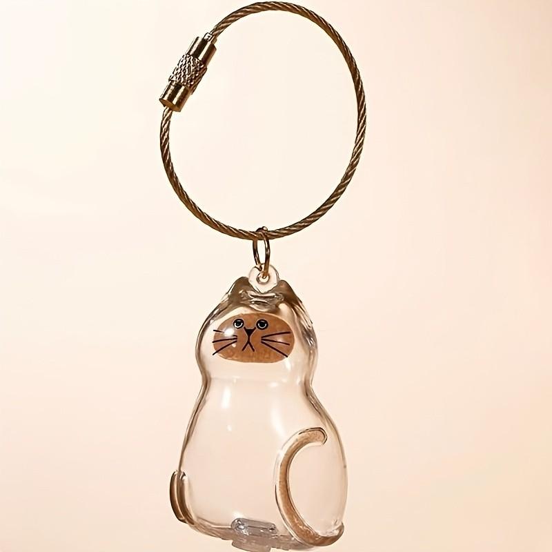 Set of 5 Cat Hair Memorial Boxes, Hanging Rotating Capsules, Cute Cat-Shaped Pet Hair Storage Jars, Memorial Pendant Gifts, with Hooks