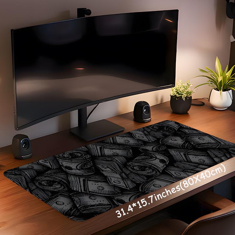 Money Pattern Desk Mat, Large Gameing Mouse Pad, Aesthetic Desktop Decoration Protection Pad, Non-slip Work Pad, Suitable for Laptop, Desktop Computer Games, Desktop Accessory
