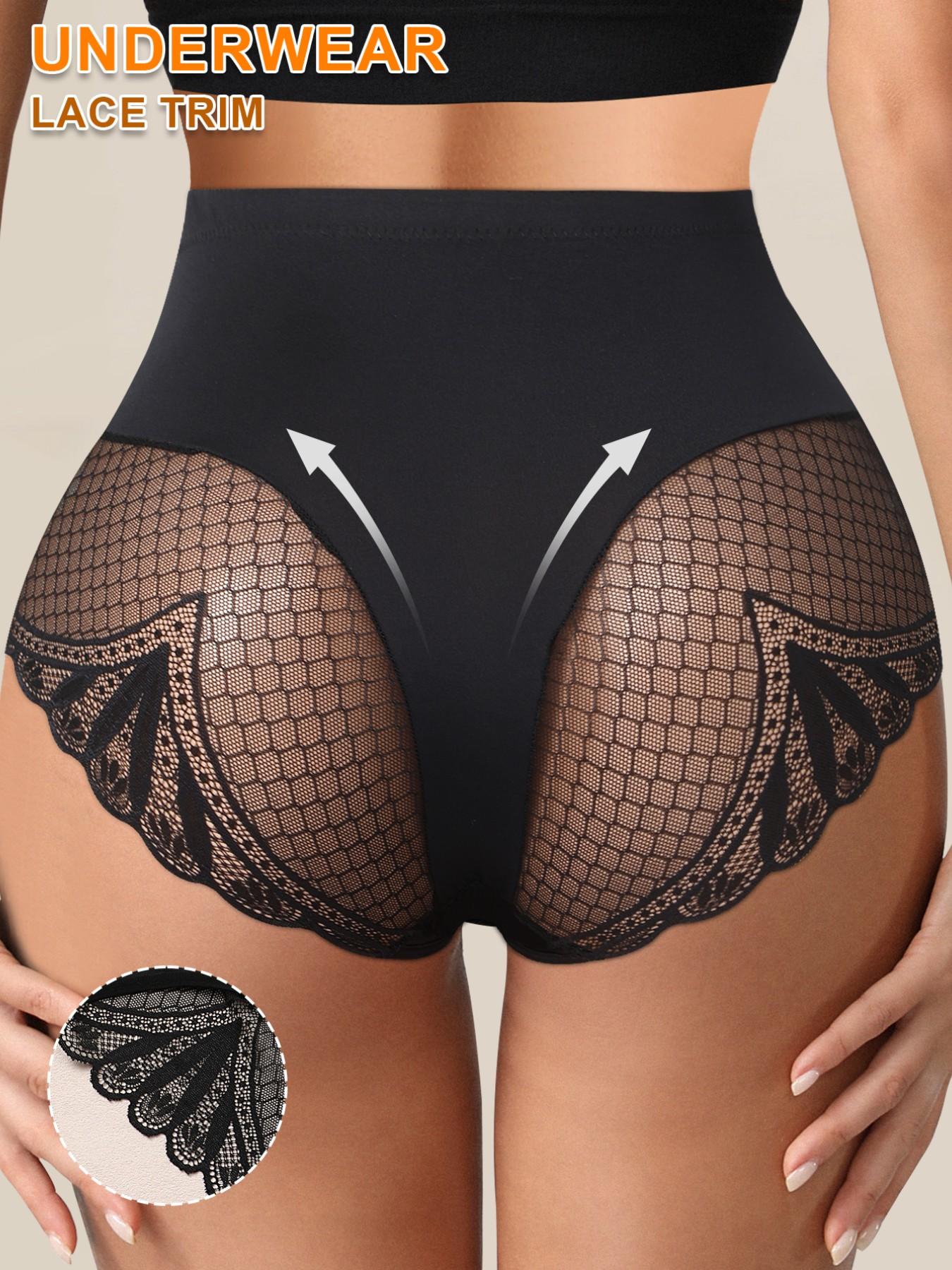 1Pc Lace Briefs Tummy Control Shapewear High Waist Panties Women's Lace Slimming Body Waist Trainer Underwear Sheath Flat Belly Panty Woman Butt Lifter Lingerie Shorts for Women