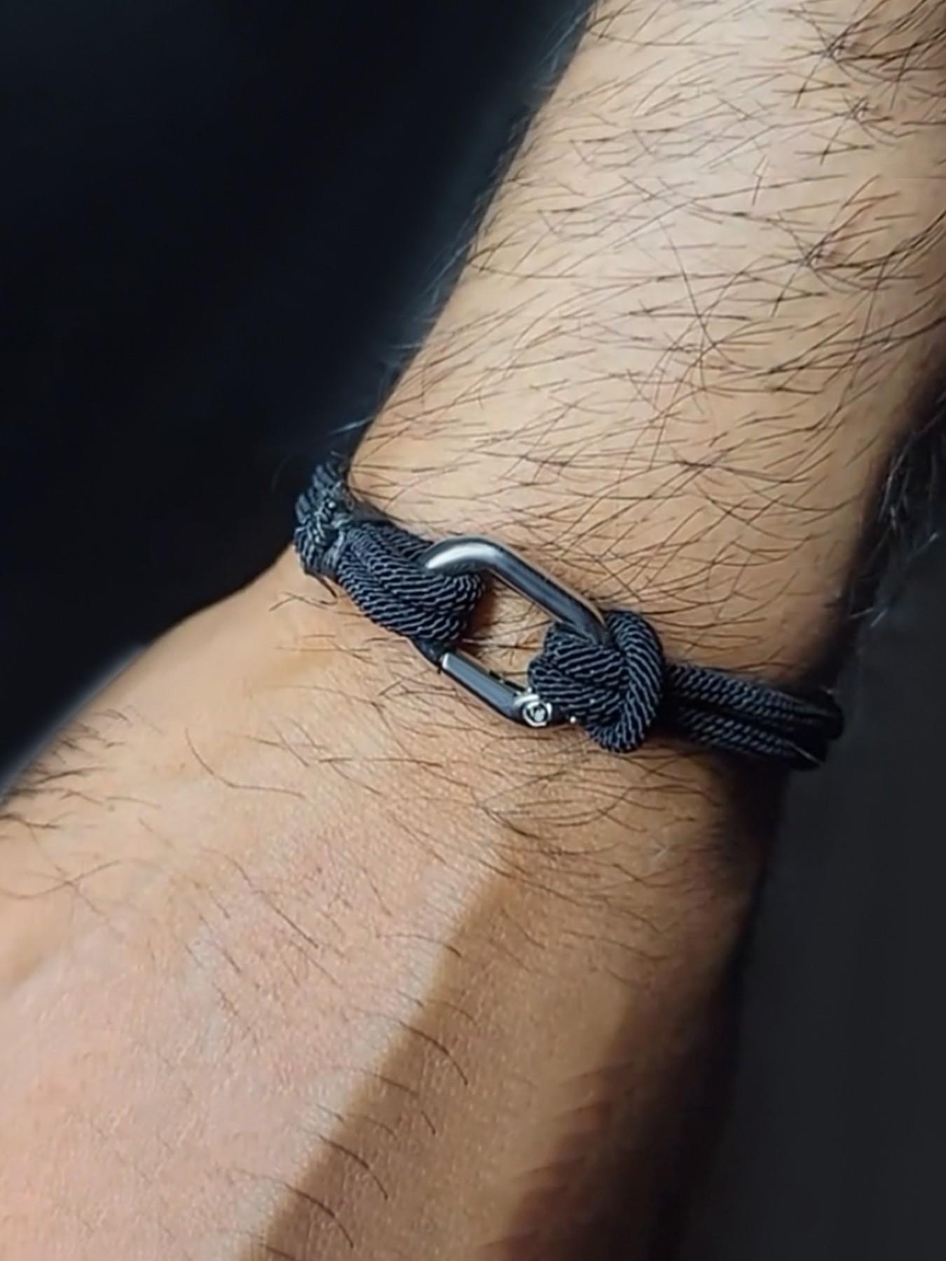 Men's Braided Rope Bracelet, Minimalist Nautical Style, Adjustable Buckle, Durable Handmade Knot Wristband, Daily Wear, Fitness Gift