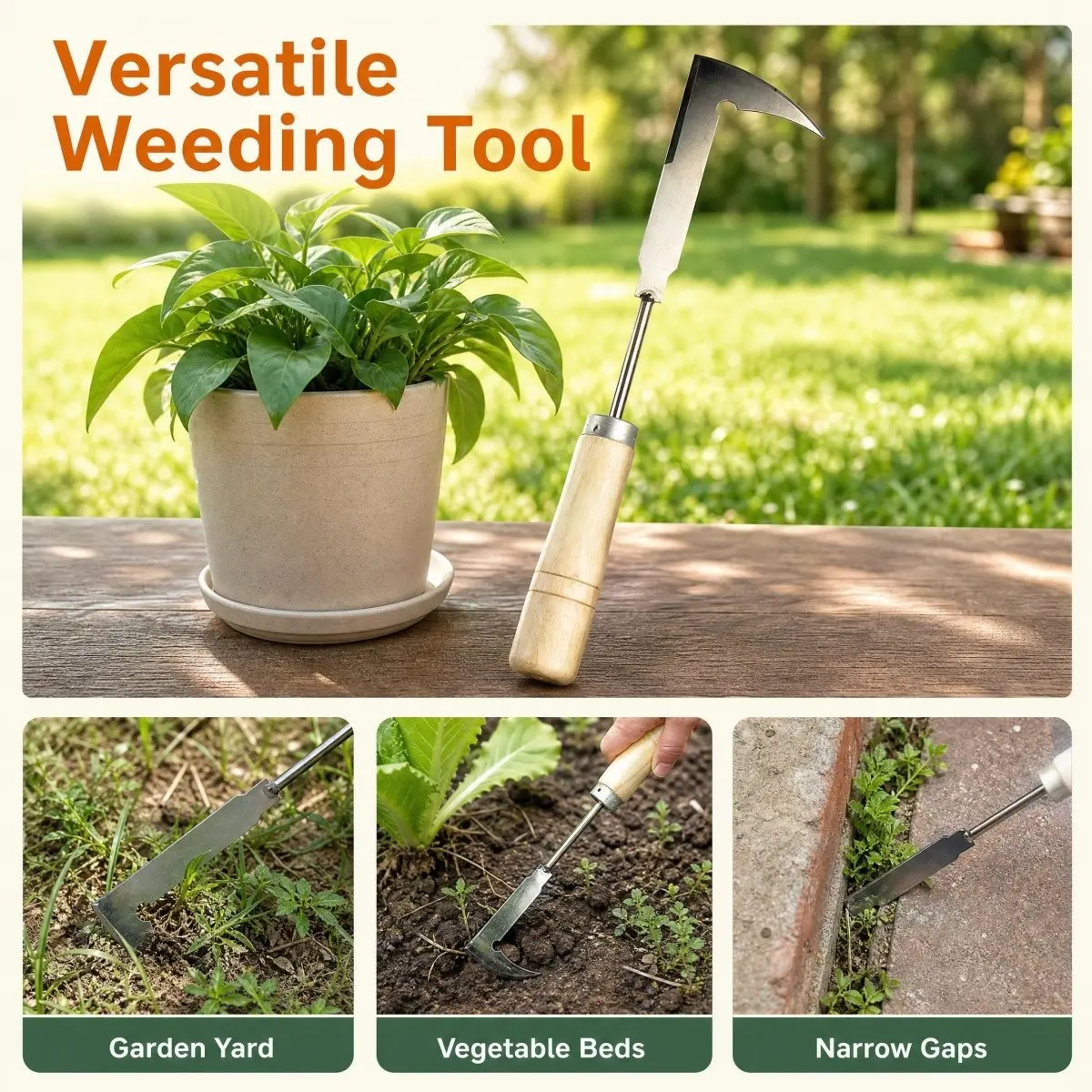 2-Piece Easy-Use Multi-Functional Weed Puller, Perfect for Removing Weeds From Stones and Bricks, Ideal Garden Maintenance Tool, Multifunctional Garden Tool