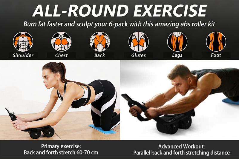 Ab Roller Wheel with Elbow Support, Automatic Rebound Abdominal Wheel,Ab Roller for Abdominal Exercise Machine,Abs Workout Equipment,Trainer Fitness Belly Training for Men & Women Ab Roller | Home Core Training Fitness Equipment