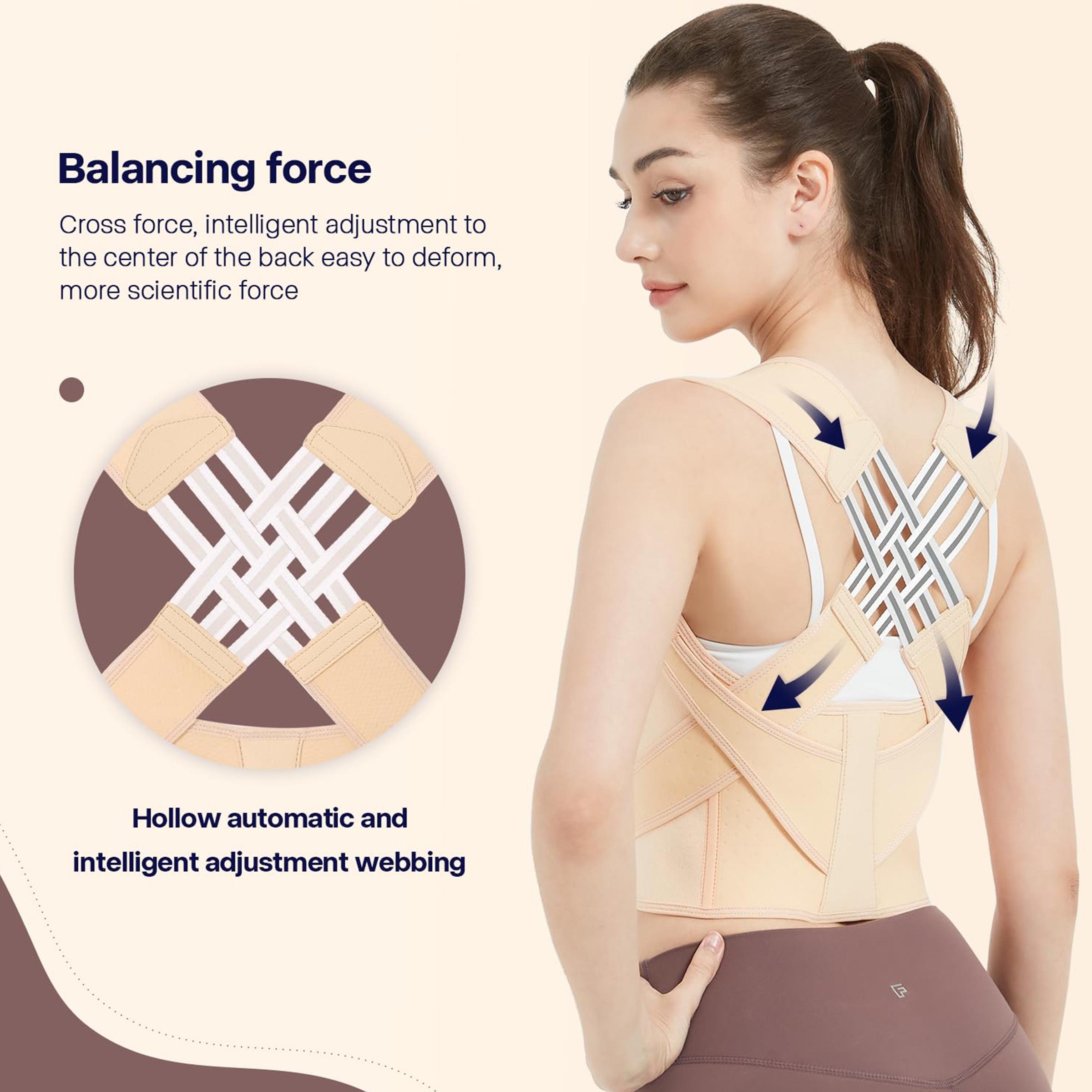 Back Brace for Posture Correction, Posture Straightener, Adjustable Adult Back Support Belt for Waist and Lumbar Support, Helps Prevent Scoliosis, Comfortable Fit, Posture Strap