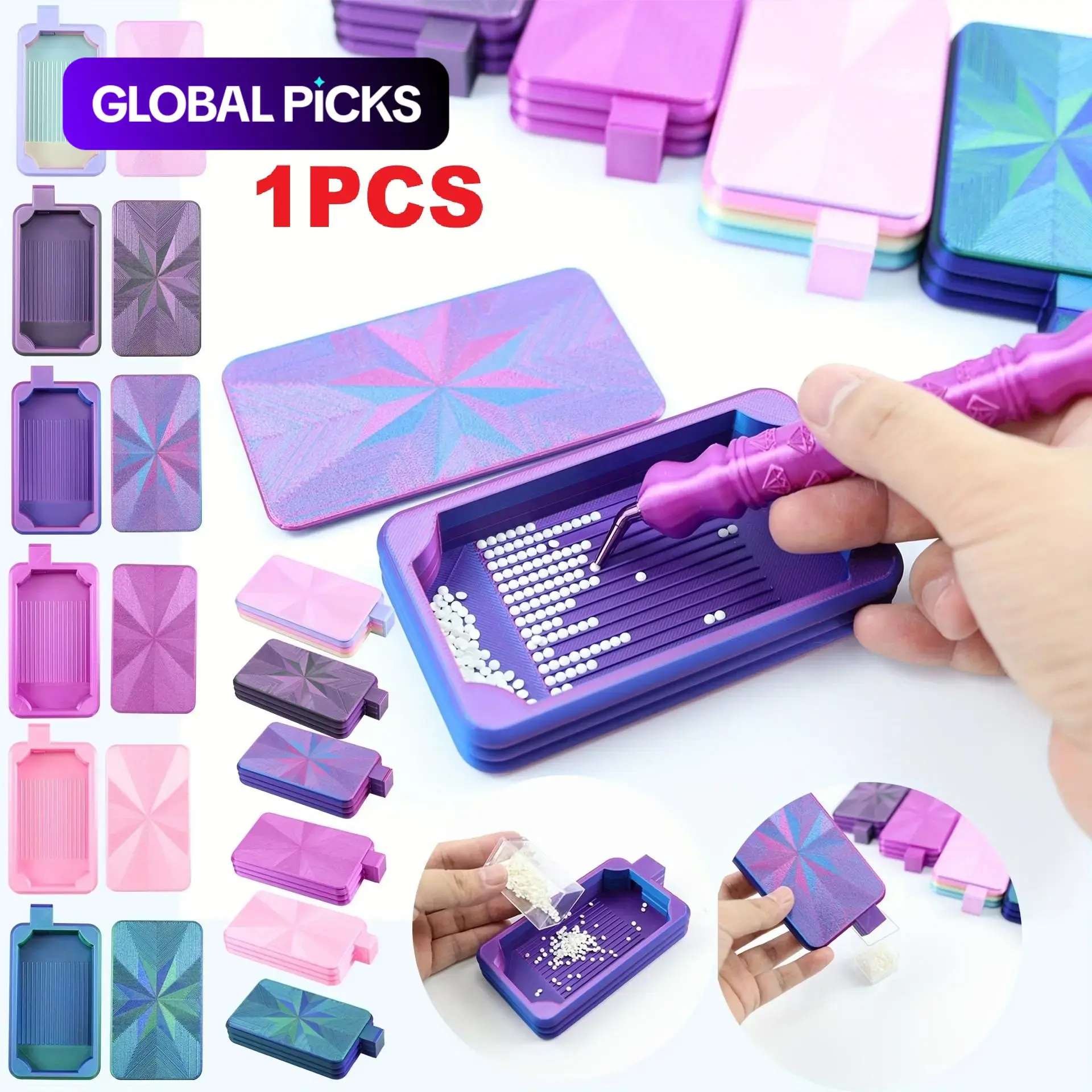 1pcs Colorful New Diamond Painting Tray with Lid, Storage Tray Design, Organized, Accessories & Tools, Suitable for 5D Diamond Painting Set