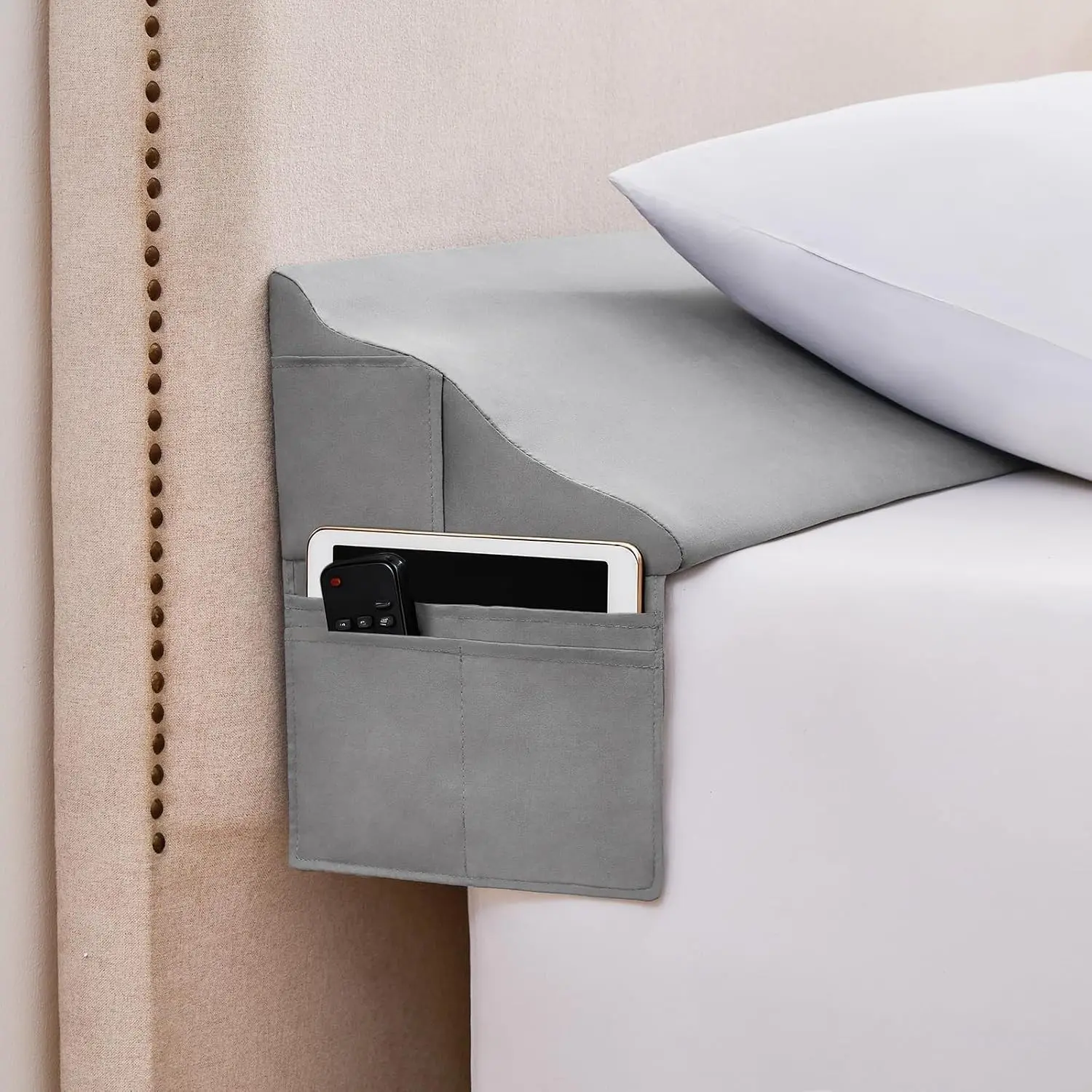 Bed Wedge Pillow for Headboard Gap Filler, Queen Size 60"x6"x10", Grey - Triangle Mattress Wedge with Soft Washable Cover, Neck & Back Support Sleeping PillowGift