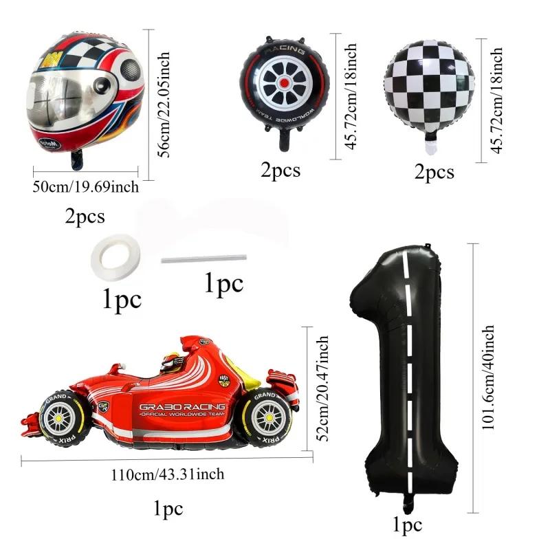 Race Car Theme Foil Balloons, Multi Shape Mixed Color Set, Sports Events, Championship Celebrations, Festival & Party Decor