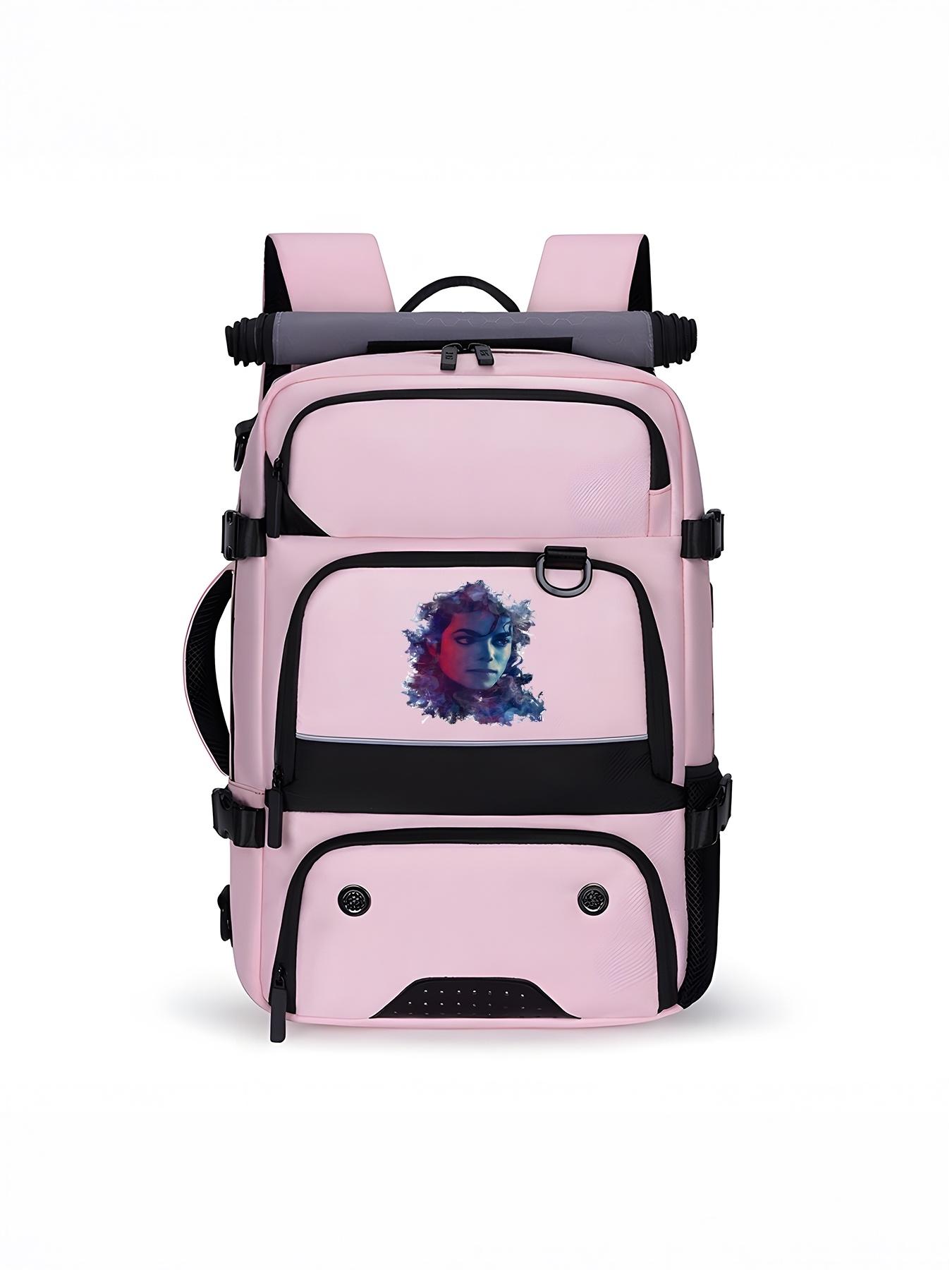 This hiking backpack features a Michael Jackson portrait and is designed with multiple layers, making it suitable as a back-to-school or New Year's gift.