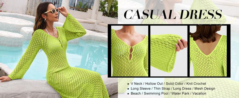 ANRABESS Womens Swimsuit Swim Crochet Cover Up 2025 Summer Knit Bathing Suit Sexy Swimwears Vacation Bodycon Beach Dress