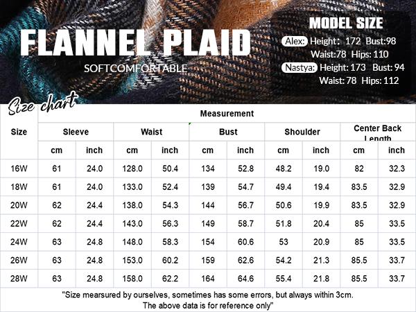 Womens Plus Size Flannel Plaid Shirt Roll Up Long Sleeve Mid-Long Button Down Shirts Casual Boyfriend Tops Spring Womenswear Blouse Autumn