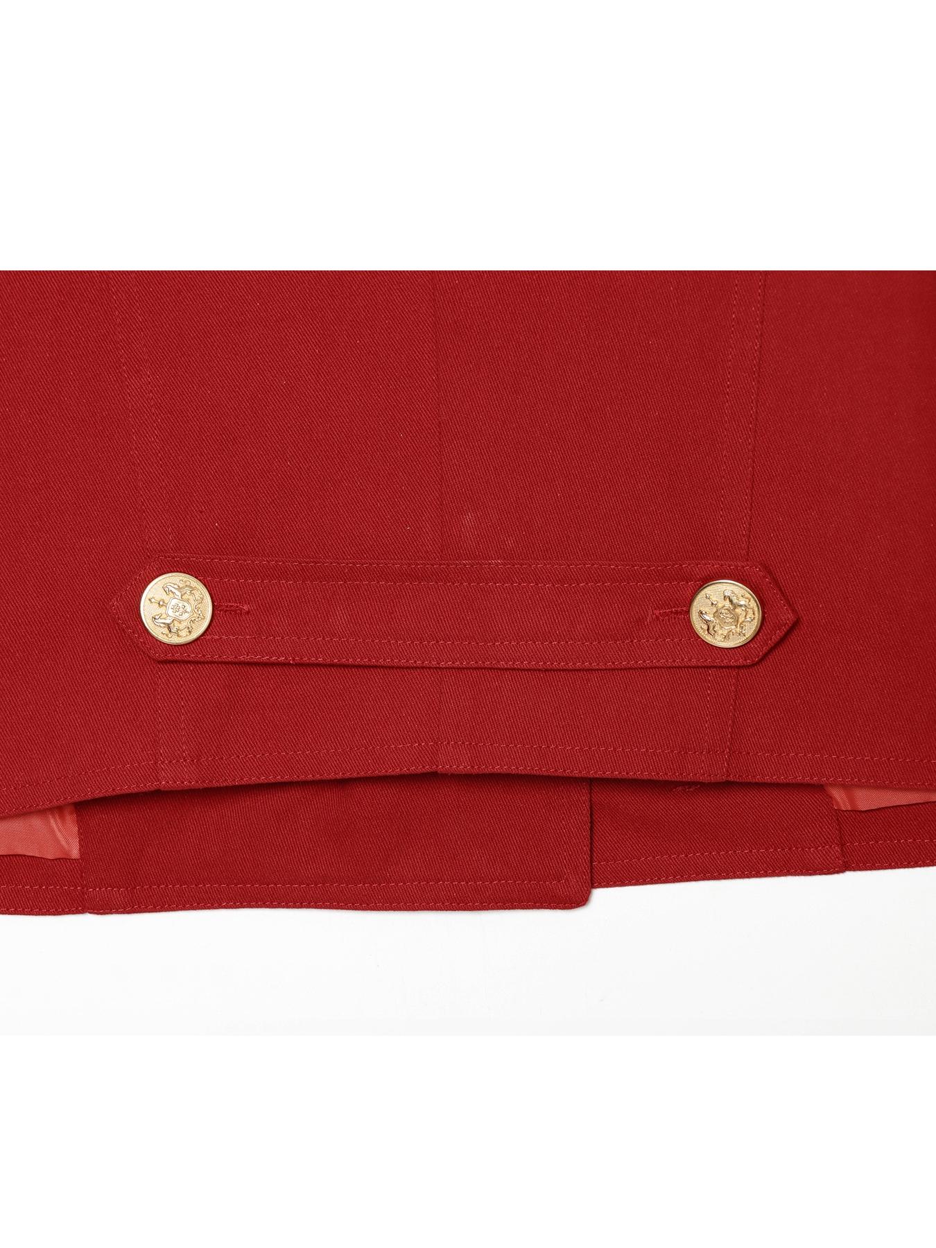 Women's Stylish Jacket Fitted Women's Cropped Slim-Fitting Red Jacket Casual Double Breasted Button Long Sleeve Tops Female Fashion Coat Streetwear Women's Demi-Season Jacket Outerwear