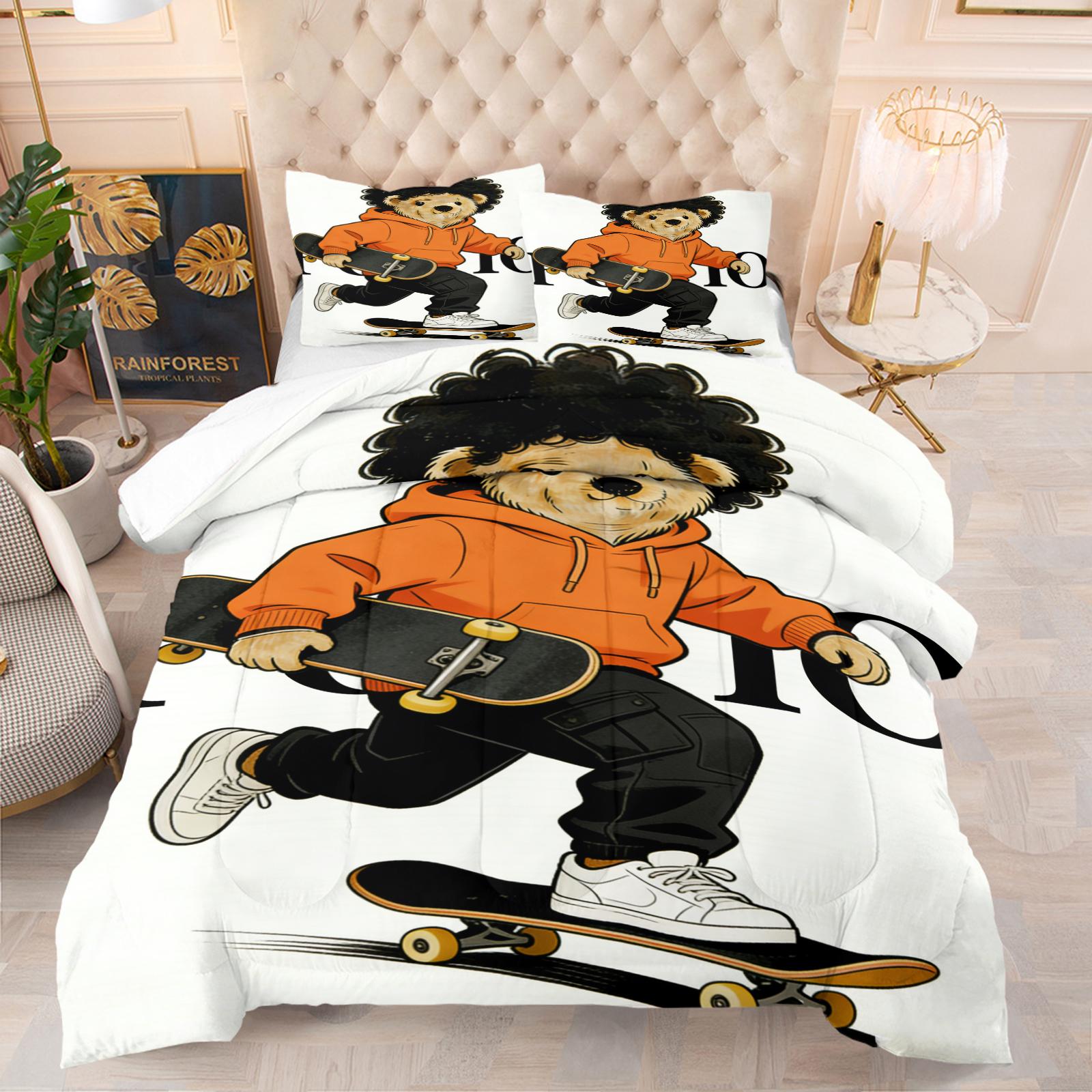 Bamboo Print Pattern Bedding Set, Includes 1 Quilt and 1 or 2 Pillowcases Without Pillow Inserts, Soft Bedroom Decor for Kids or Adults, Perfect Gift