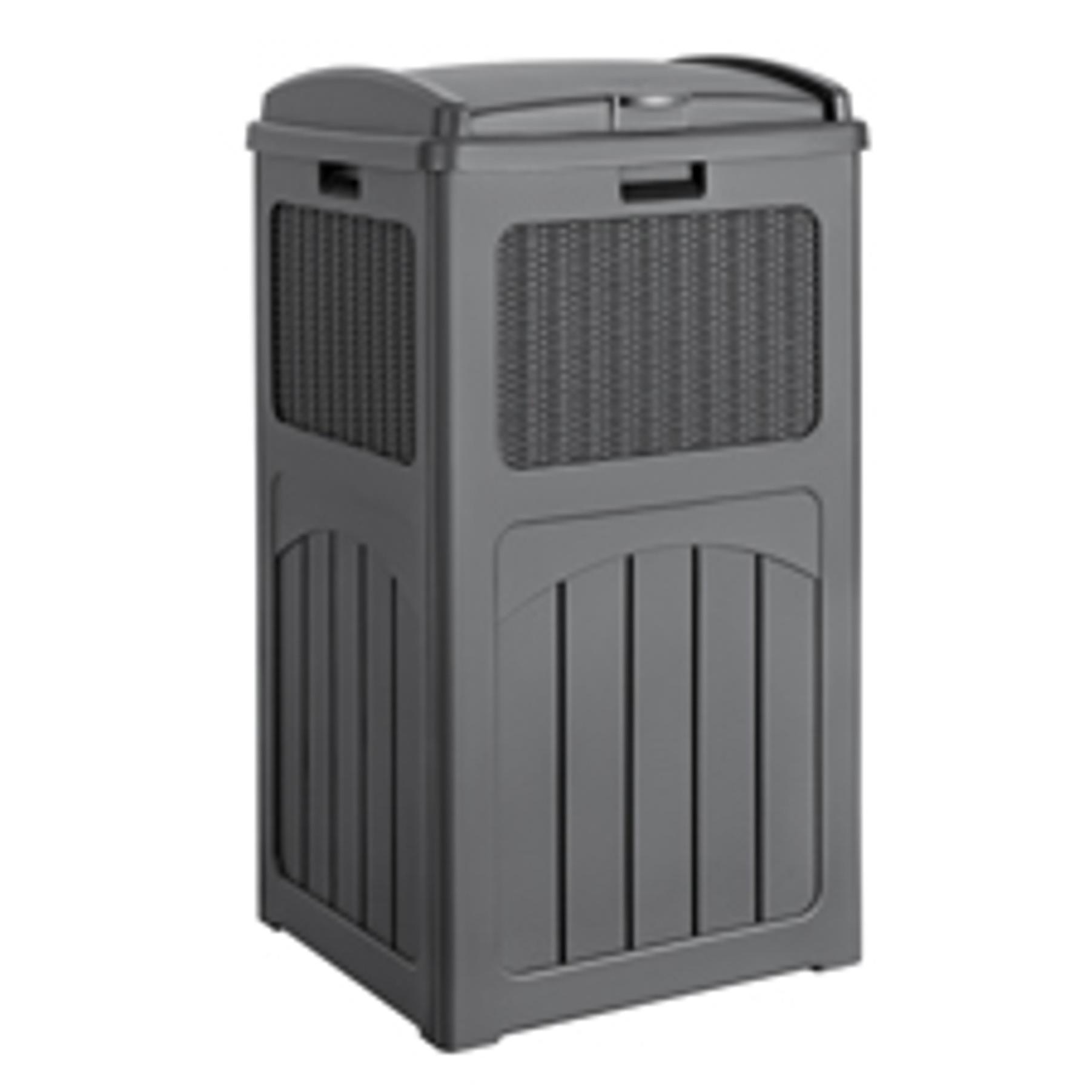 33 Gallon Outdoor Trash Can, Hideaway Garbage Bins with Tiered Lid, Waterproof Resin Outside Waste Bins for Patio, Outside Pool, Backyard and Deck(1, Deep Brown)