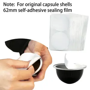 62mm 200 Pcs Aluminum Foil Seal Covers, Compatible with Capsule Shell, Ideal for Coffee Powder Filling, Disposable Coffee Capsule Seals
