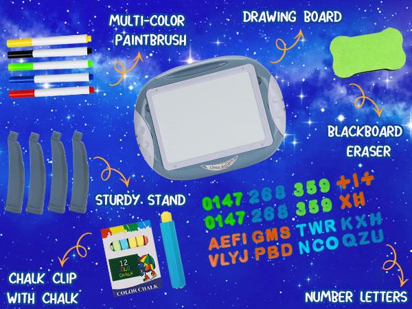 Small Erasable Drawing Board Easel with Letters and Numbers Children's Drawing Table Creative Interactive Art Set Toys Crafts Learning Play Activities Artwork Artistic