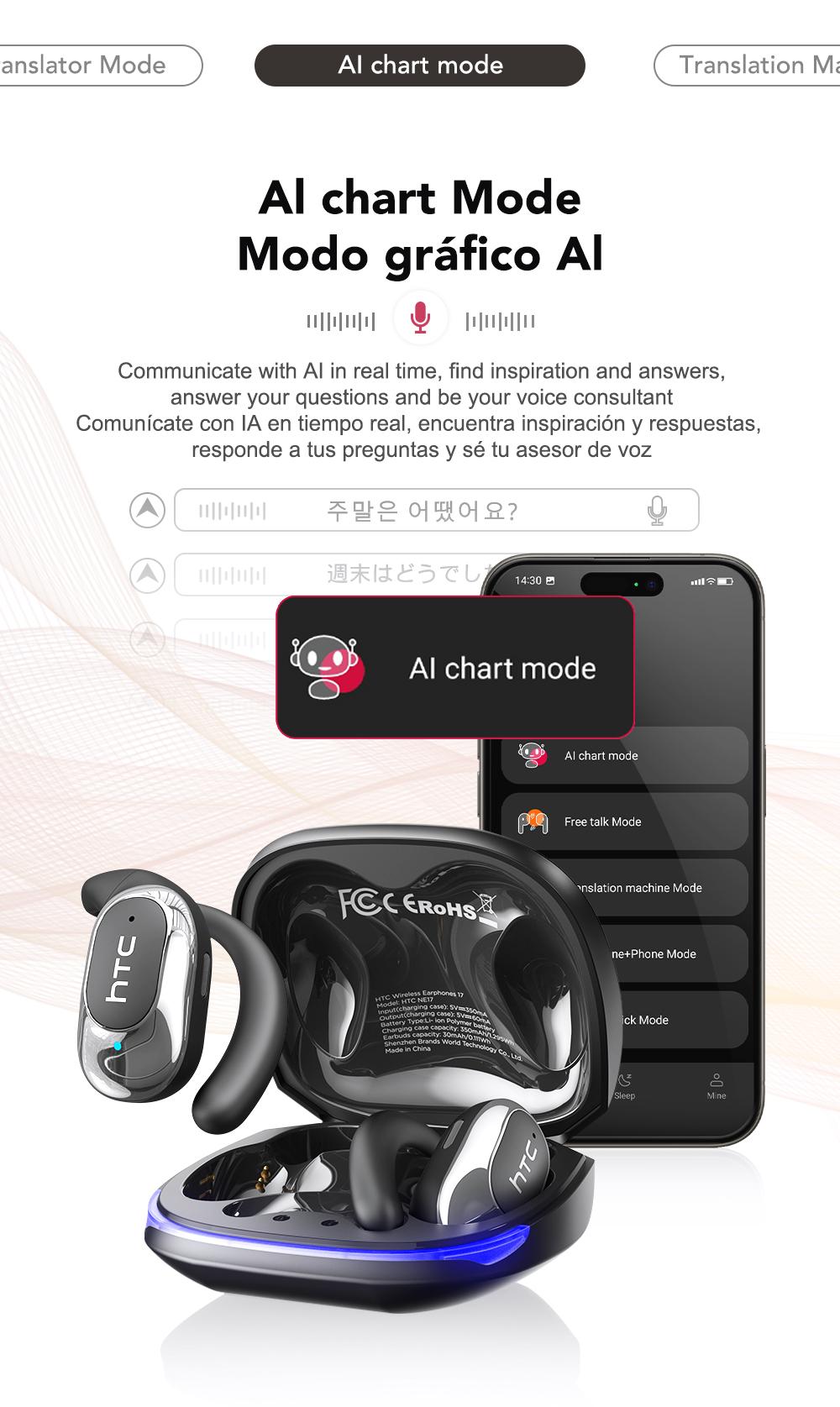 HTC-NE17 AI Earbuds: 134-language translation, Hi-Fi audio, fast charge & long battery, lightweight, wide compatibility & stable conn #fathersdaygiftsectivity.