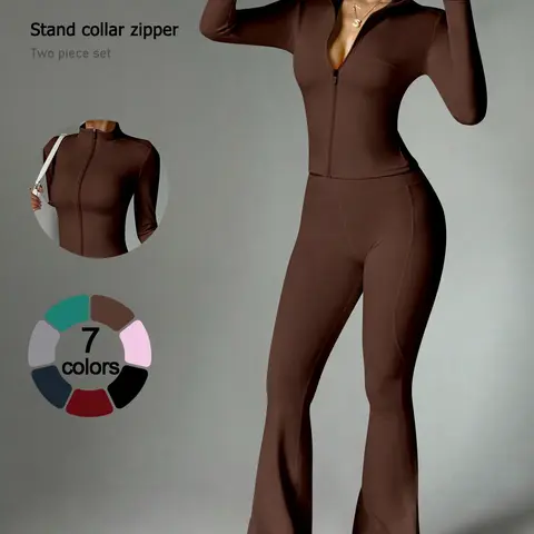 Women's 2 Piece Sport Set, Long Sleeve High Waist Pants, Quick Dry Yoga, Yoga Sports Clothing, Slim Fit Gym Wear, Casual Exercise Clothing