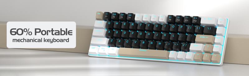 MageGee MK-Box 60% Wired Lighted Mechanical Keyboard - 68-Key Ultra-Compact Design, Brown/Red Switches (Hot-Swappable), Portable LED Backlit - for Windows & Mac Gaming & Office